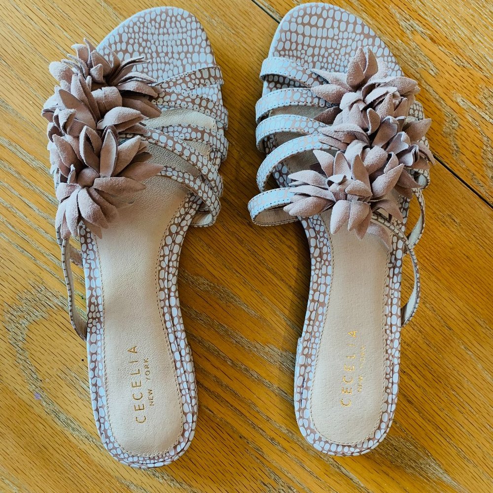 Blush and White Floral Sandals